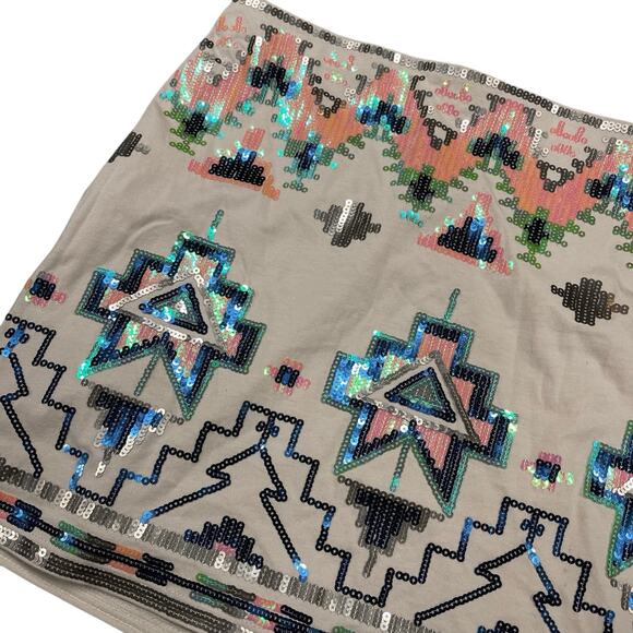 Express Mini Skirt Sequin Small Party Aztec Tribal Boho NWT - Picture 2 of 6